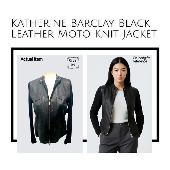🔥Katherine Barclay Black Leather Moto Knit Jacket/Bundle & Save #sleek #sassy😉 - Picture 1 of 16
